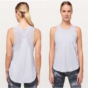 Lululemon High Neck Mesh Run Tank Grey 6 NWOT